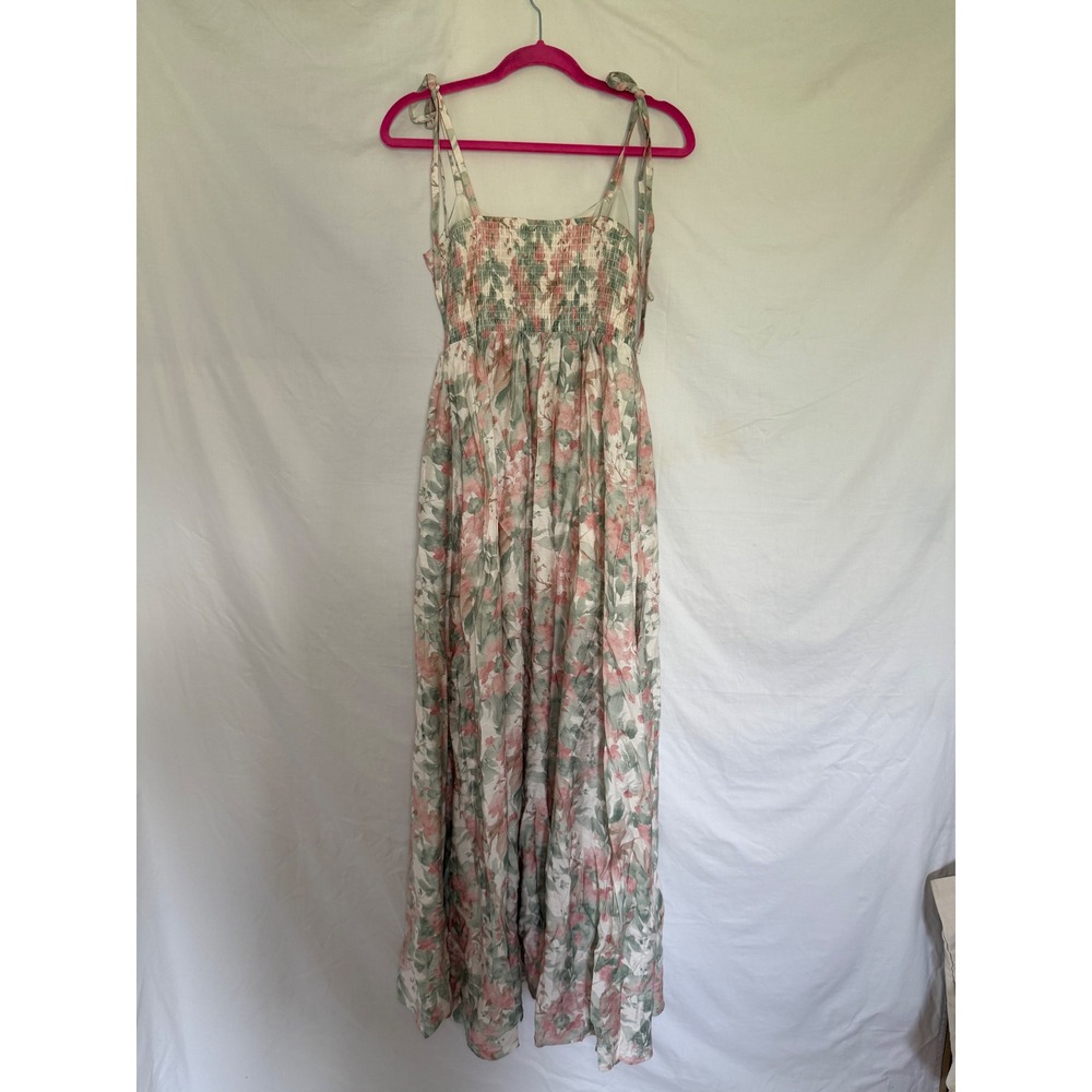 Baltic Born Elton Maxi Dress Sage and Blush floral tie-straps Slit Small NWT - Picture 8 of 10